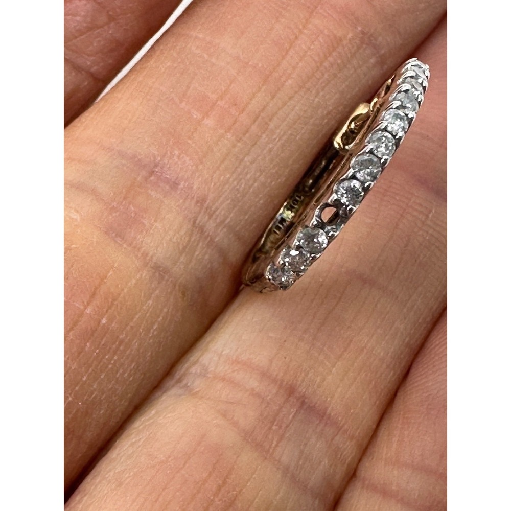 10k MSI Gold Hoop Diamonds Earring SINGLE ONLY ONE Hinged Post *Missing 1 Stone - Picture 13 of 15